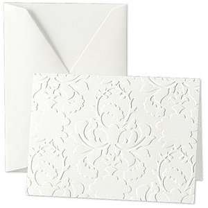  Pearl White Blind Embossed Damask Notes