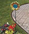 Yellow and Blue 43 Giant Metal & Glass Flower Stake for Garden Patio 