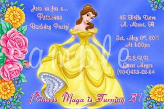 Princess Belle Custom Birthday Invitation With Envelopes Many Designs 