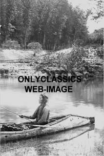 1903 INDIAN FISHING  BIRCH CANOE  GUN BY HIS SIDE PHOTO  