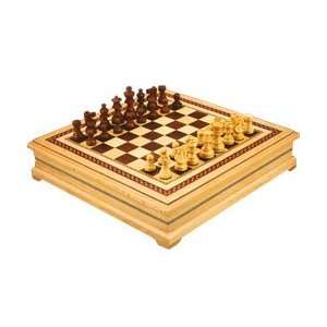  Chess Set   Inlaid Board With Storage Cabinet Toys 