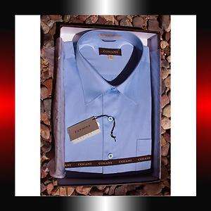 NEW GIORGIO 100% COTTON SOLID BLUE DRESS SHIRT SZ15 22  