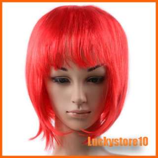   Womens Short Straight Synthetic Hair Wigs Red Yellow Gold Colors