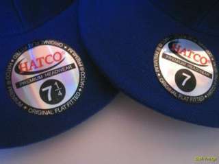 NEW NWT Premium HATCO Acrylic Twill Plain Solid Blue Hat Flat Brim 