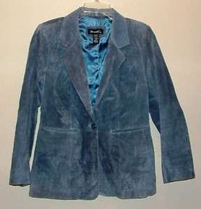 blue suede leather jacket by Denim & Co., size M  