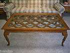 Beveled Glass & Wood Top coffee table with 2 wood matching end tables