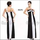 Stretchy Black White Stunning Rhinestone Long Formal Dresses 85276 US 