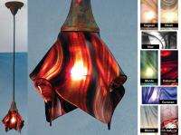 RED SWIRL GLASS 9 Handkerchief Shade PENDANT LIGHT New  