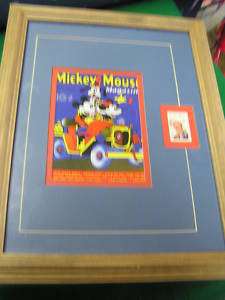Framed DISNEY 6 Cent Stamp w. MICKEY MOUSE Mag Cover #5  