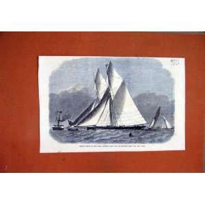  1865 Sailing Match Royal Thames Yacht Club Old Print