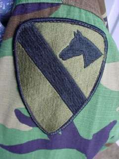 US Army 1st Air Cavalry Sergeant Camo Combat BDU Coat size Large 