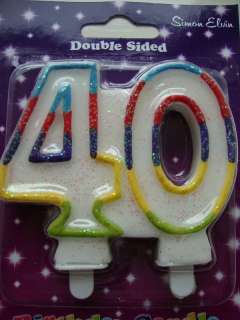 AGE 40 CANDLE 40th Birthday Cake Candle double sided  