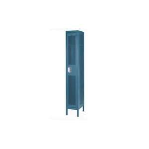 Ventilated Locker Single Tier 15x18x72 3 Door Assembled Blue  