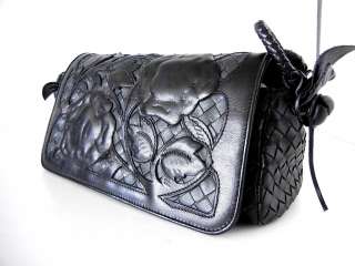 BOTTEGA VENETA Bag Woven Leather Black/Gray flower WoW  