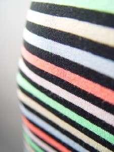   Back Strong Shoulder Colorful Pastel Stripe Long Maxi Dress M  