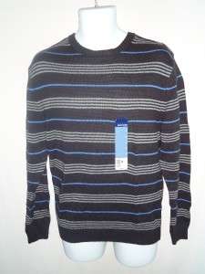 Black blue & Gray striped sweater mens l/s choose size  