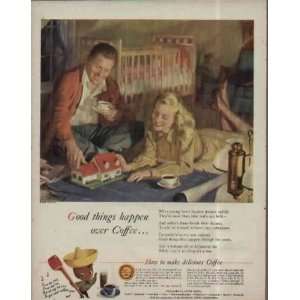   happen over Coffee  1948 Pan American Coffee Bureau Ad, A3583