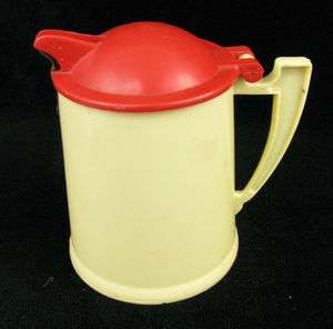   Canned Evaporated Pet Milk Pitcher Plastic Red White Kitchen Retro