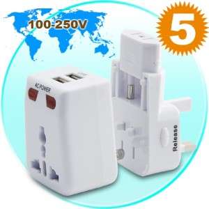   Travel Adapter with Surge Protection + 2 USB Ports (Pack of 5)  