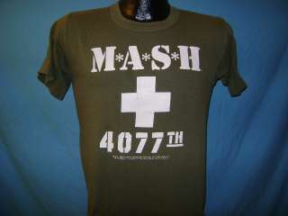 vintage MASH 4077TH OLIVE DRAB GREEN 80S t shirt S  