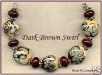 Dark Brown and Raku Lampwork Beads Handmade Bead Set  