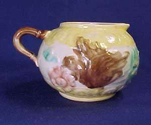 Antique Majolica Pottery Bird and Flower 3 Pc. Tea Set  