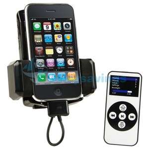   iPhone 4 4s 4G/3G 3GS iPOD FM Transmitter Holder+Car Charger+Remote