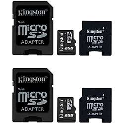 Kingston 2 GB Micro SD Cards with Dual Adapters (Case of 2 