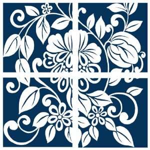  Full Blue Floral Wall Decals Appliques