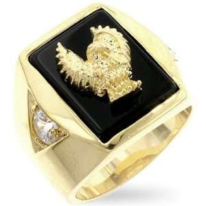  Mens Ring   Eagle Design Gold & Enamel Finish Mens Ring Jewelry