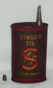 SINGER SEWING MACHINES OIL Vintage Tin Oil Bottle Rare  