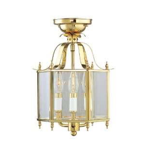   Brass Home Basics 3 Light 180W Semi Flush Ceiling Light with Candela