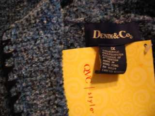 NWT DENIM & CO Blue Tweed Topper Cardigan Sweater 1X Pockets Plush L 