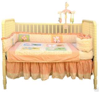 GIRLS Pink Toile with Tufted Chenille Crib Set NEW  