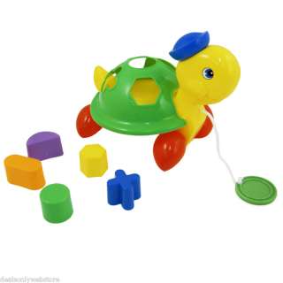 NEW Pull Along Shape Turtle Fun Educational Baby Toy  