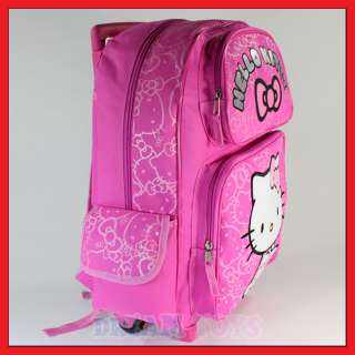   Kitty Pink Glitter Roller Backpack   Rolling Girls Bag LARGE  