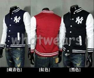 Mens Baseball Uniform Slim Designed Fit Coat Jacket 3 Color 4 Size Z66 