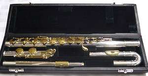New Silver with Gold keys Alto Flute has 2 heads + Selmer flute 