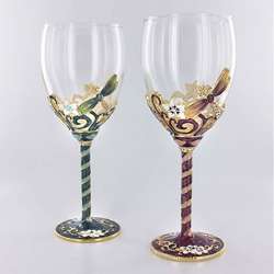 Handcrafted Dragonfly Wine Glasses (Set of 2)  
