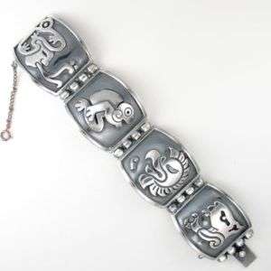 Vintage Mexican Silver Niello Jose Luis Flores Bracelet  