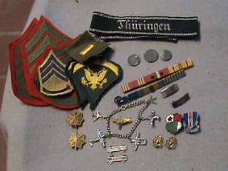 WW2 U.S. Army Military Patches Pins Bring Backs German coins  