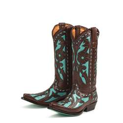 Lane Boots Womens Brown/ Turquoise Poison Cowboy Boots   