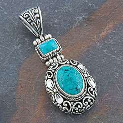 Silver Cawi Motif Turquoise Pendant (Indonesia)  