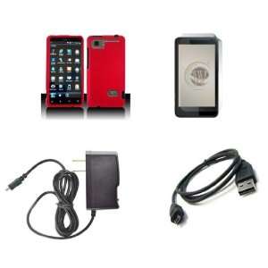HTC Vivid (AT&T) Premium Combo Pack   Red Rubberized Shield Hard Case 