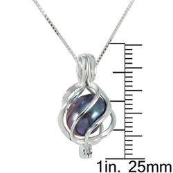 Sterling Silver Black Pearl Cage Necklace (8 mm)  