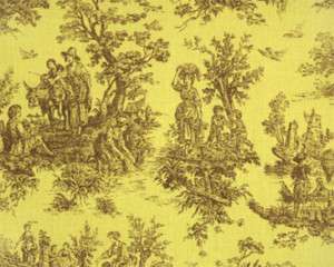 Drapery Upholstery Fabric Jamestown Yellow/Brown Toile  