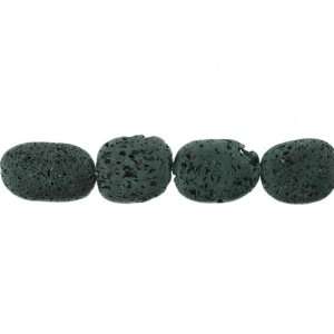 Beads   Black Lava  Irregular Shape Plain   30mm Height, 21mm Width 