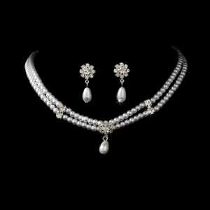 Elegant Faux Pearl and Rhinestone Bridal Jewelry Set  
