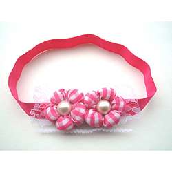 Bow Clippeez 2 Envy Hot Pink Gingham Flower Headband  