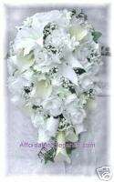 White CALLA LILY ROSES Bouquets Wedding Flowers SET New  